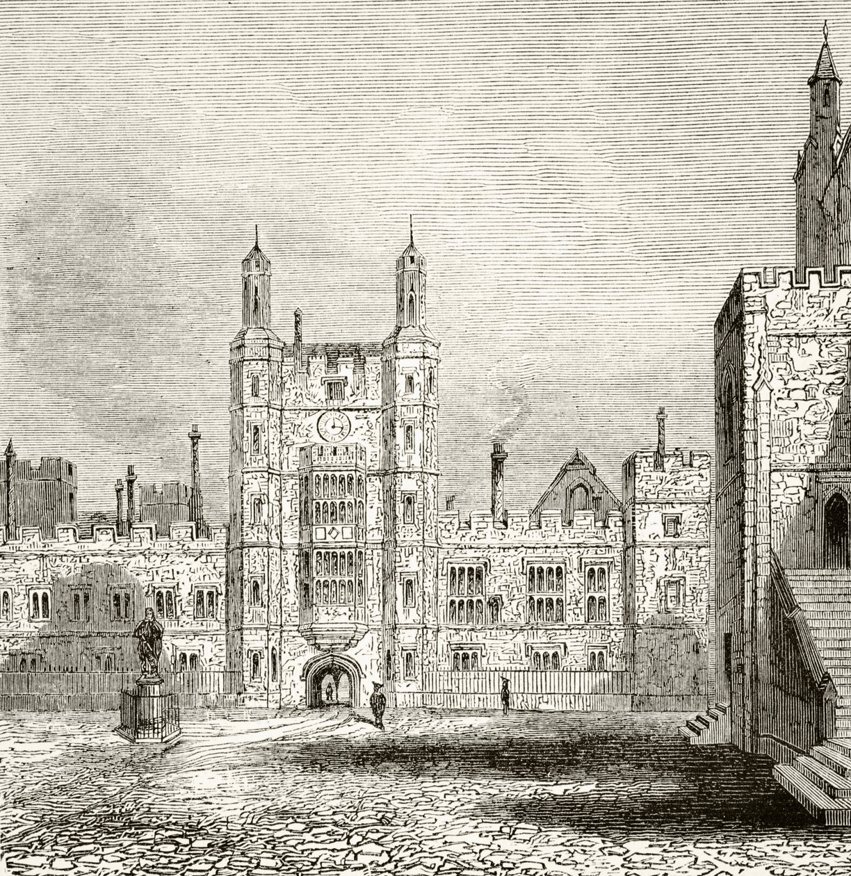 The School Yard at Eton College, Berkshire, v 19. století, z „Národní a domácí historie Anglie“ od Williama Hickmana Smith Aubrey (1858-1916), publikovaná v Londýně, kolem roku 1890 od English School