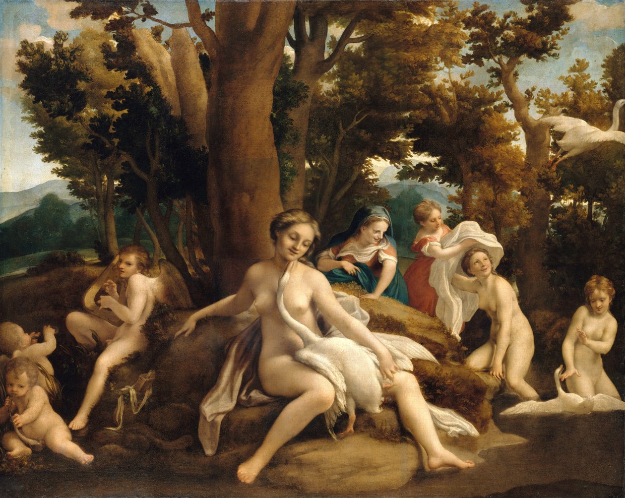 Leda a labuť od Antonio da Correggio