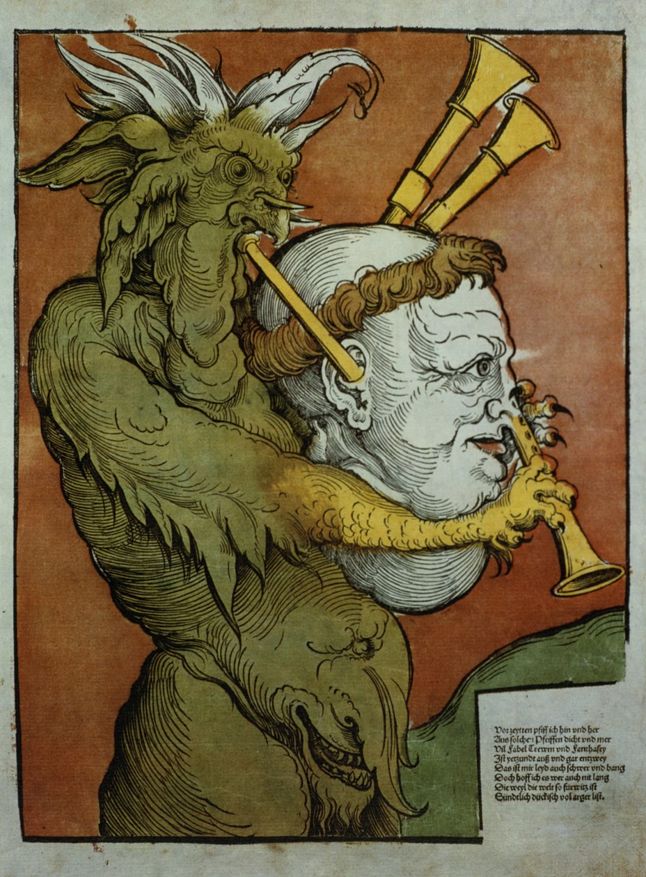 Tento obrázek byl použit jako propagace reformátorů proti římskokatolické církvi. Pravý dolní roh je místo, kam by vkládali zprávy o nesouhlasu, než je vyvěsili kolem vleku od Eduard Schoen