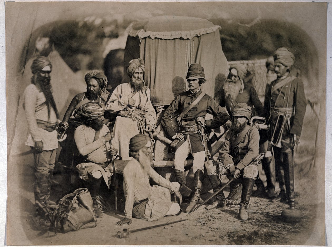 Skupina sikhských důstojníků a mužů, 1858 od English Photographer