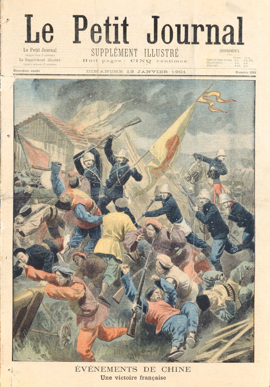 Dobytí Pao-Ting-Fu, provincie Tcheli, francouzskými, německými a italskými jednotkami pod velením generála Baillouda během Boxerského povstání v letech 1900-01, ilustrace na obálce 