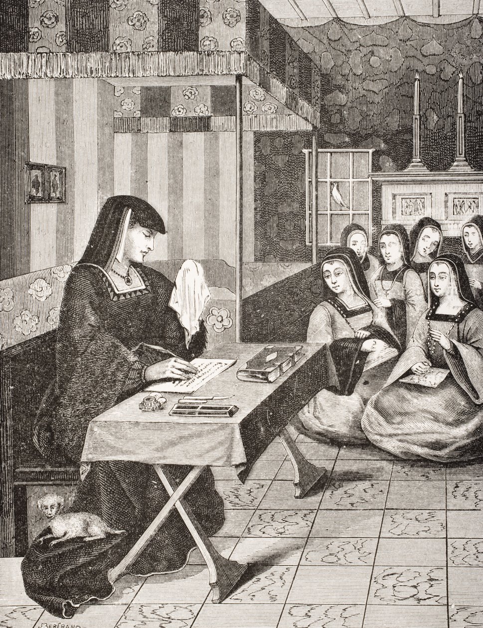 Dvůr dam královny Anny Bretaňské (1477-1514), podle miniatury ze 16. století z 
