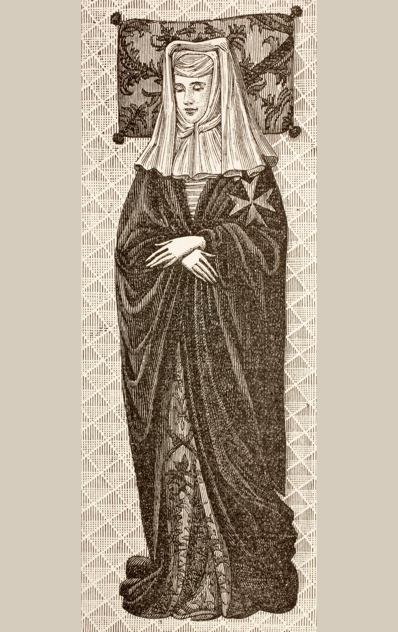 Podobizna z hrobky Beatrix Cornel, převorky Lady Hospitallers of St. John of Jerusalem, z 