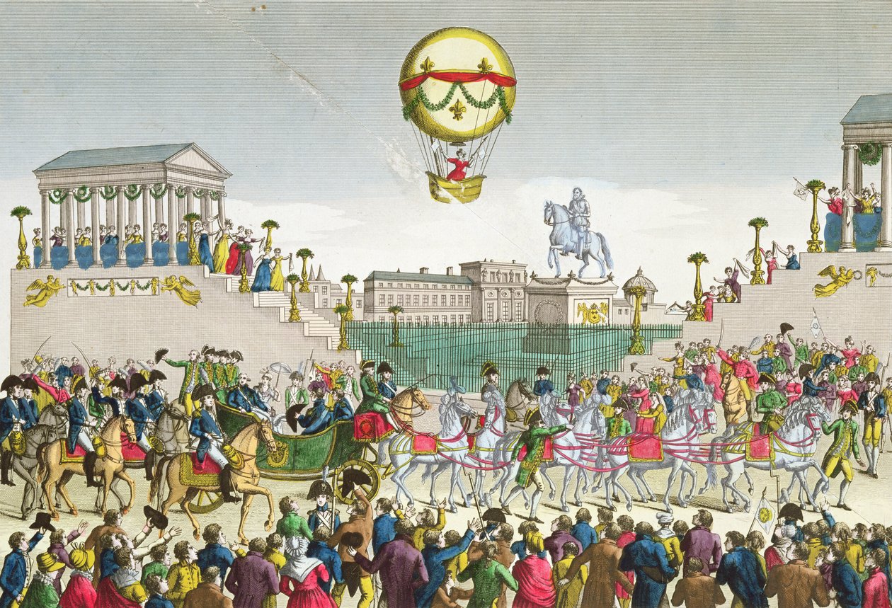 Vjezd Ludvíka XVIII (1755-1824) do Paříže 4. května 1814 (kolorovaná rytina) od French School