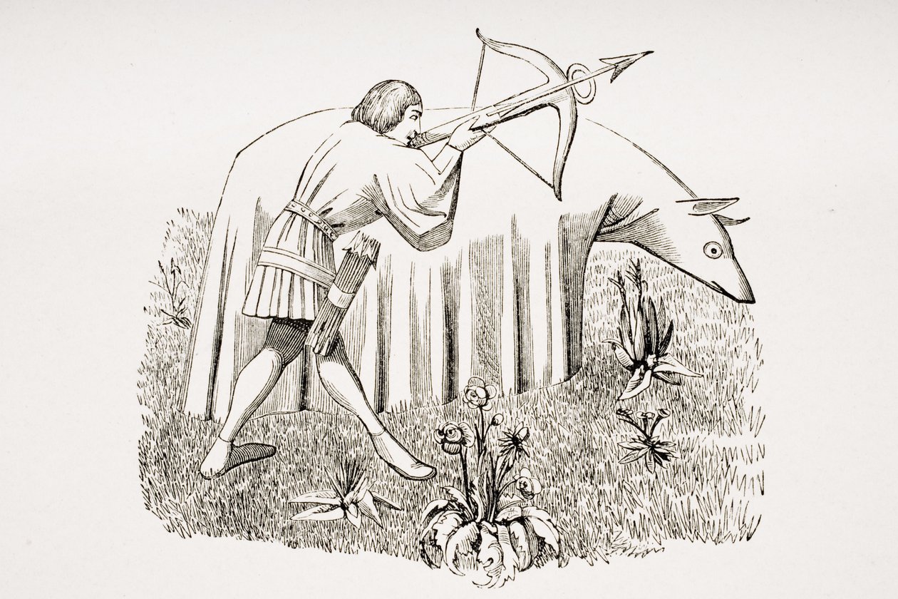 Jak nosit látku k přiblížení se ke zvířatům podle miniatury v Phoebově rukopise z 15. století z „Le Moyen Age et La Renaissance“ od Paula Lacroixe (1806–84) vydaného v roce 1847 od French School