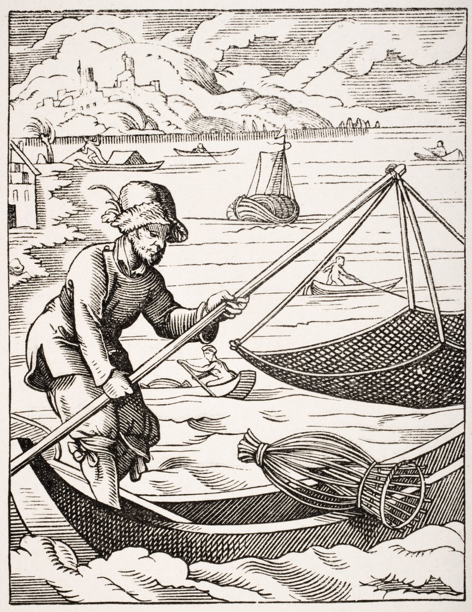 The River Fisherman, po ilustraci ze 16. století, kterou nakreslil a vyryl Jost Amman (1539-91) z „Le Moyen Age et La Renaissance“ od Paula Lacroixe (1806-84) vydaného v roce 1847 od French School