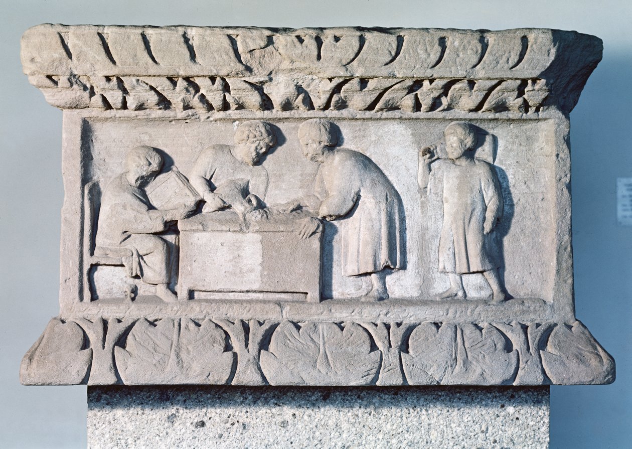 Reliéf zobrazující scénu vybírání daní od Gallo Roman