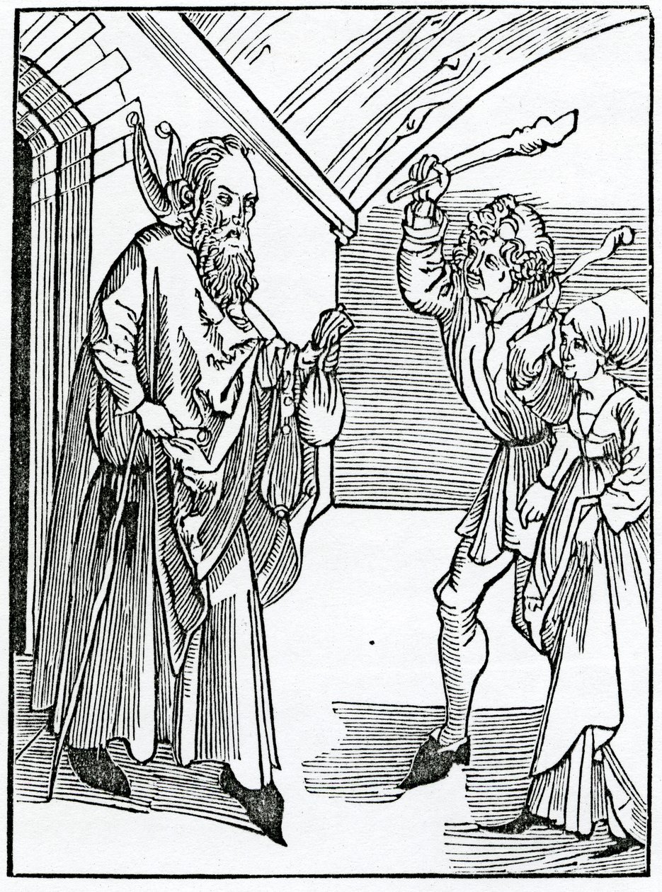 O bláznivých dětech, které uctívají jejich fader a moder, ilustrace z anglického překladu Alexandra Barclaye „The Ship of Fools“, z vydání vydaného v roce 1874 od German School