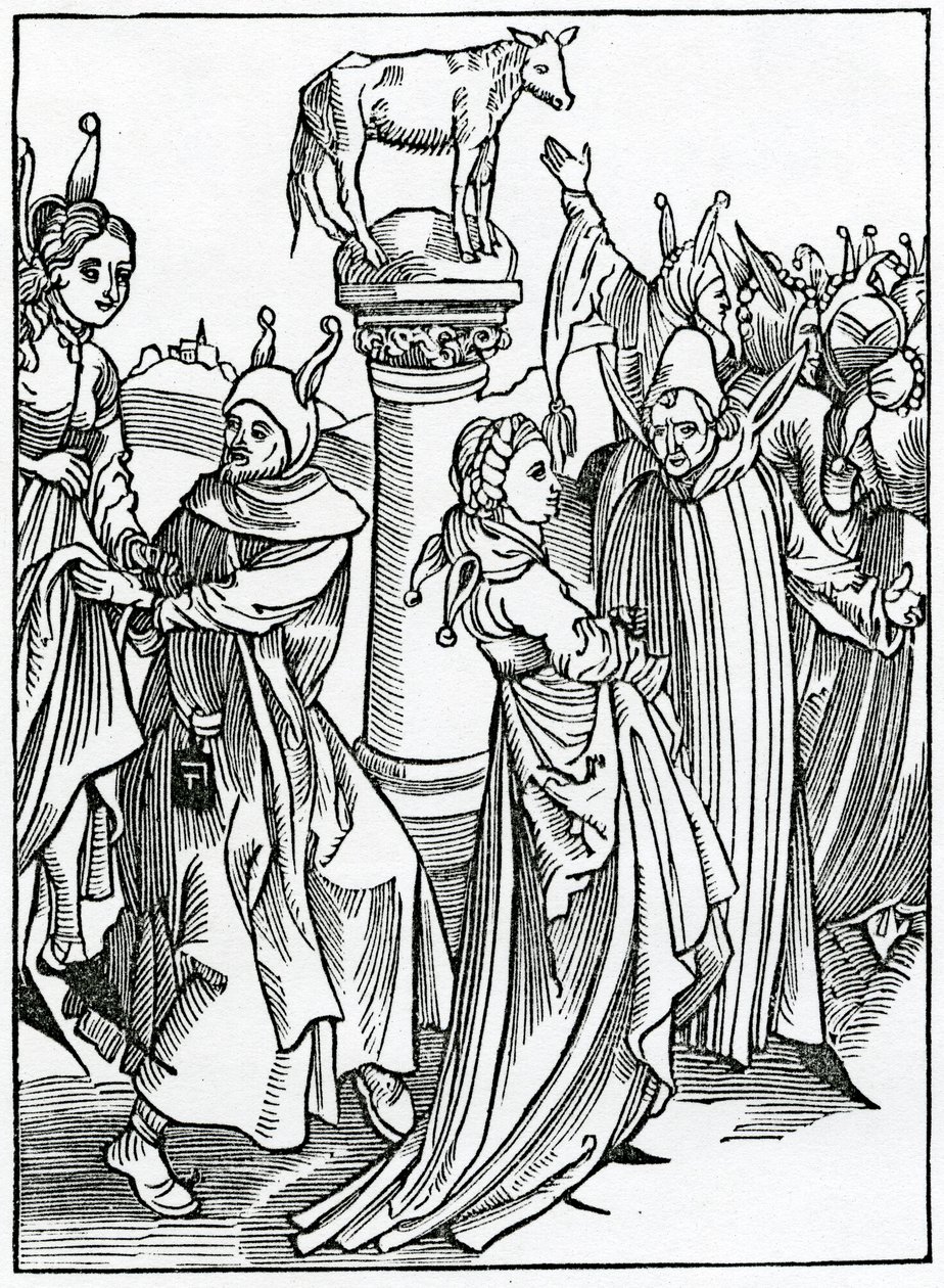 O lepyngech a dauncis a folys, kteří pasou jejich čas v suche vanyte, ilustrace z anglického překladu Alexandra Barclaye „The Ship of Fools“, z vydání vydaného v roce 1874 od German School