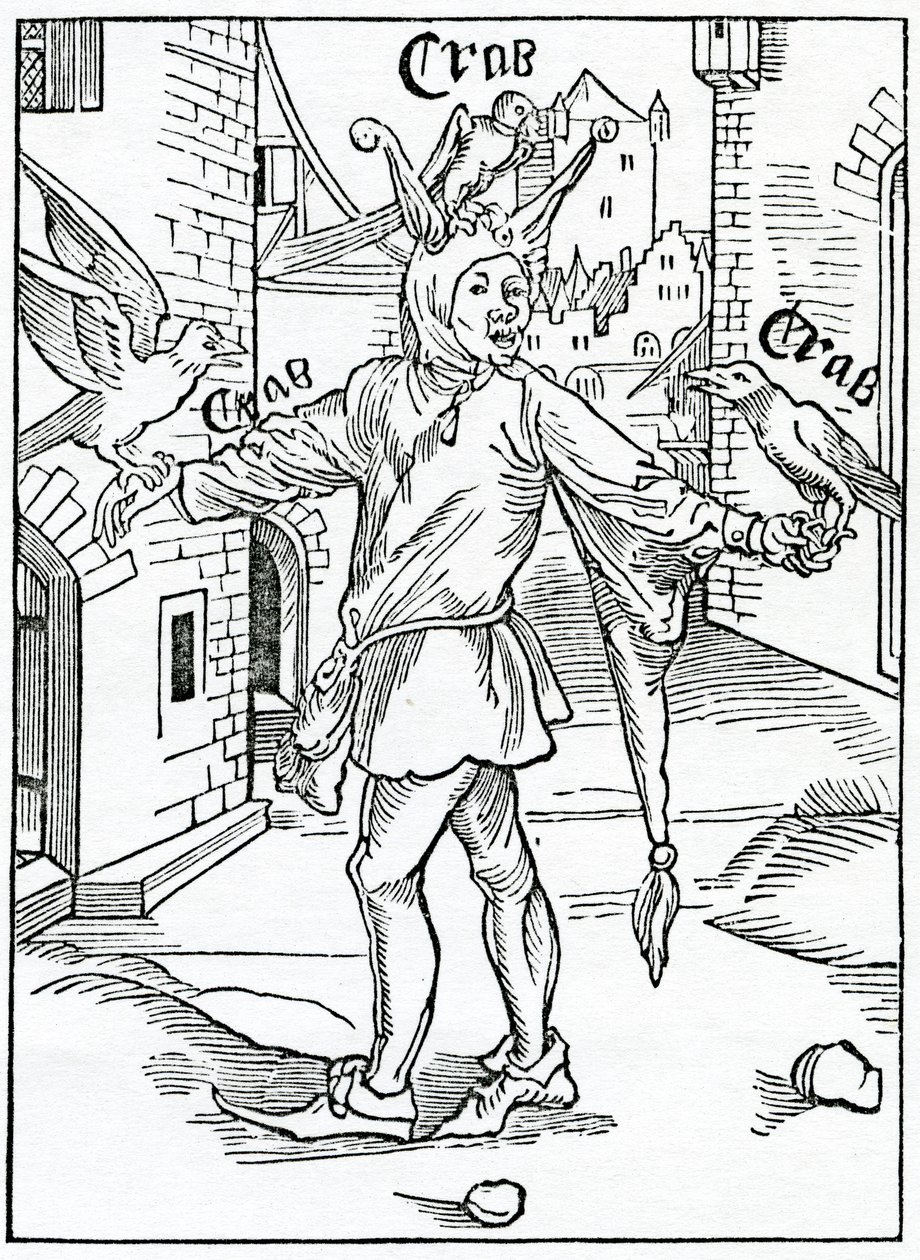 Z nich, které se ze dne na den prodlužují, aby se sám upravil, ilustrace z anglického překladu Alexandra Barclaye „Loď bláznů“, z vydání vydaného v roce 1874 od German School