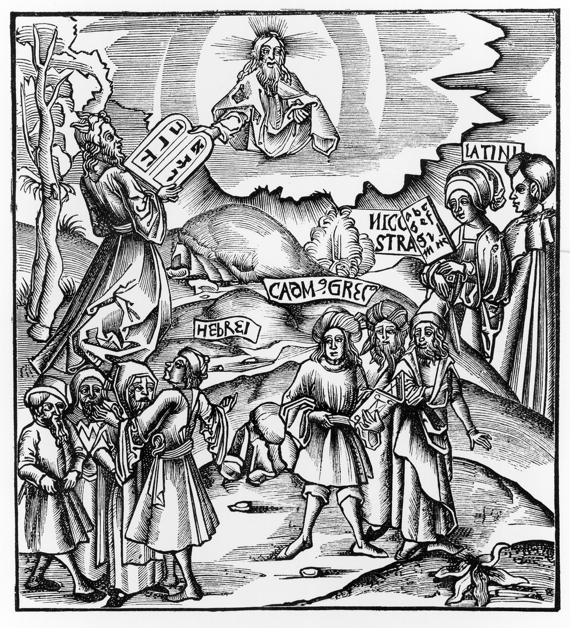 Institut jazyků, z „Philosophica Nova“, vydané Johannem Gruningerem v roce 1512, ilustrace z „Vědy a literatury ve středověku a renesanci“, psané a ryté od German School