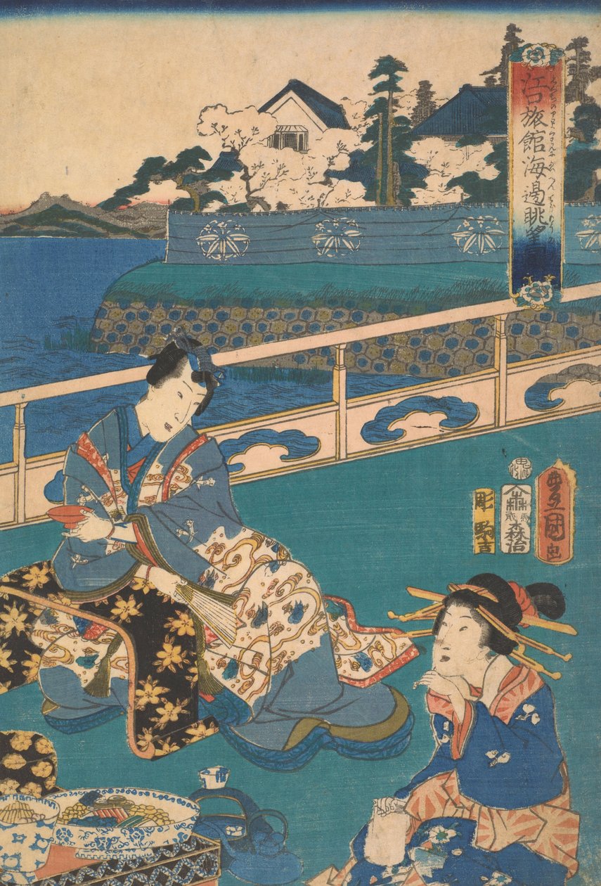 Pohled na pobřeží v hostinci Eguchi (jeden z triptychu s F1978.58 a F1978.59) od Kunisada
