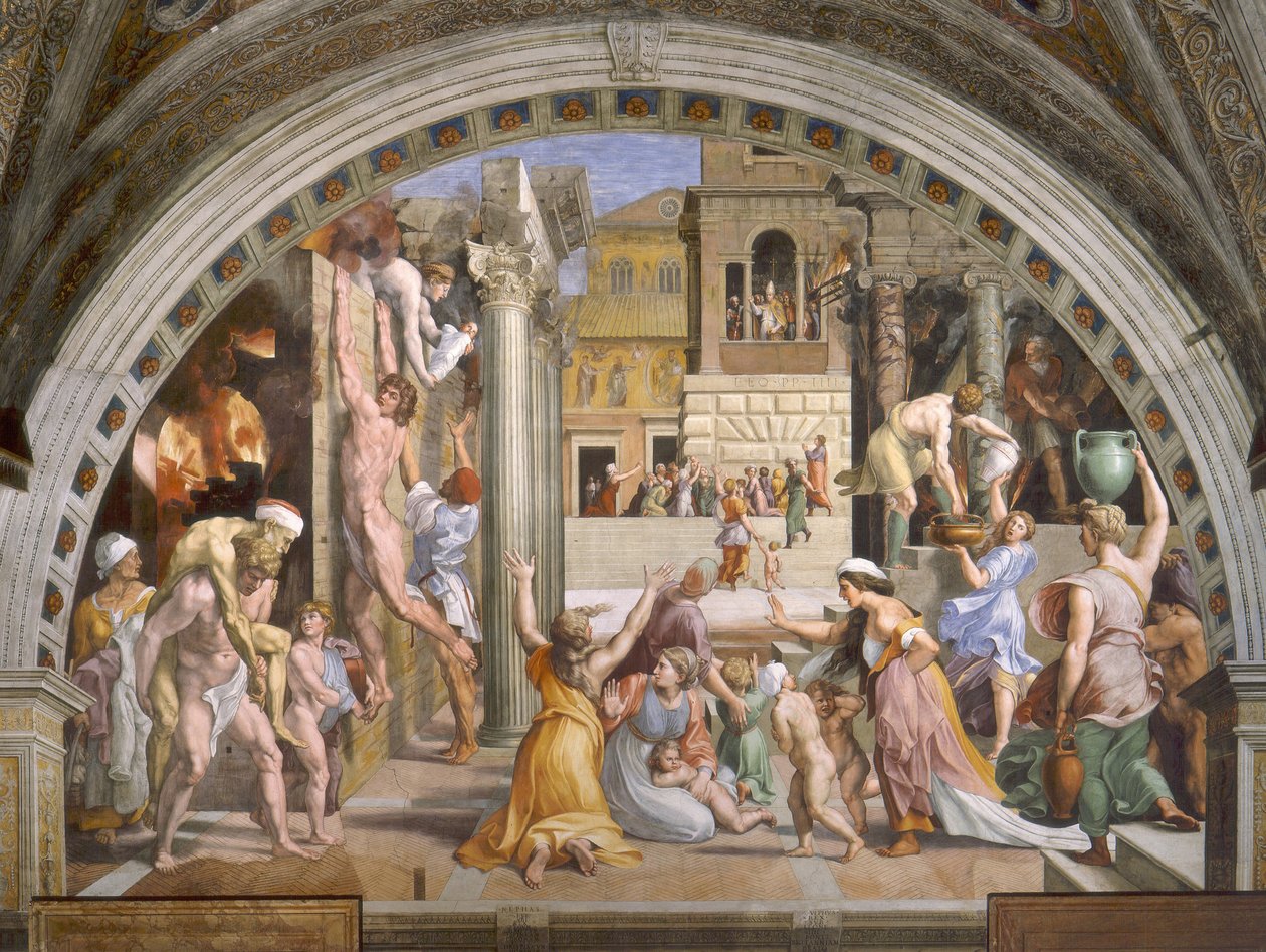 Oheň v Borgu od Raffaello Sanzio Raphael