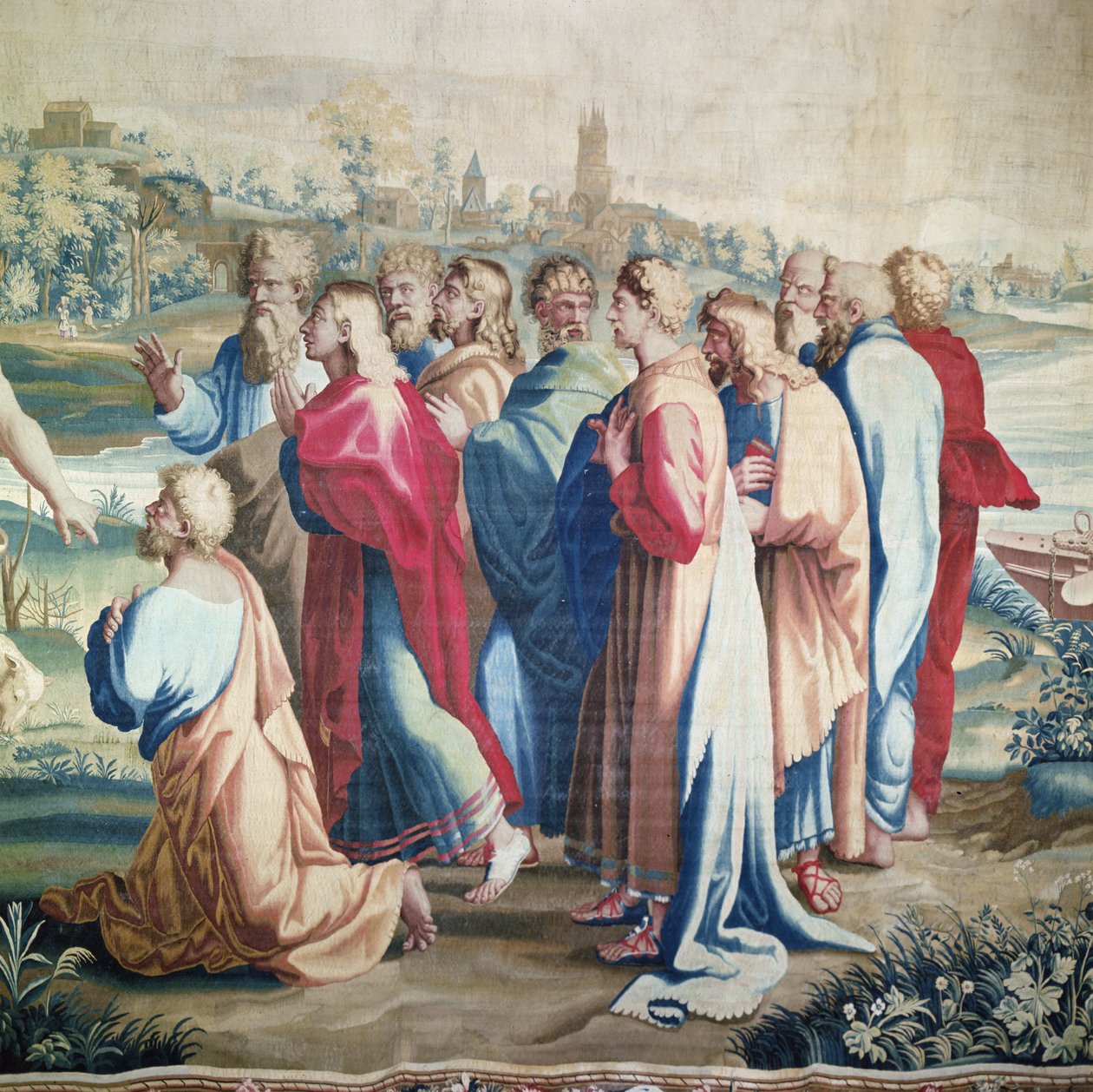 Tapiserie zobrazující Skutky apoštolů, povolání svatého Pavla (detail apoštolů), tkané v dílně v Beauvais pod vedením Philippa Behagle (1641-1705), 1695-98 (vlněné pásky od Raffaello Sanzio Raphael