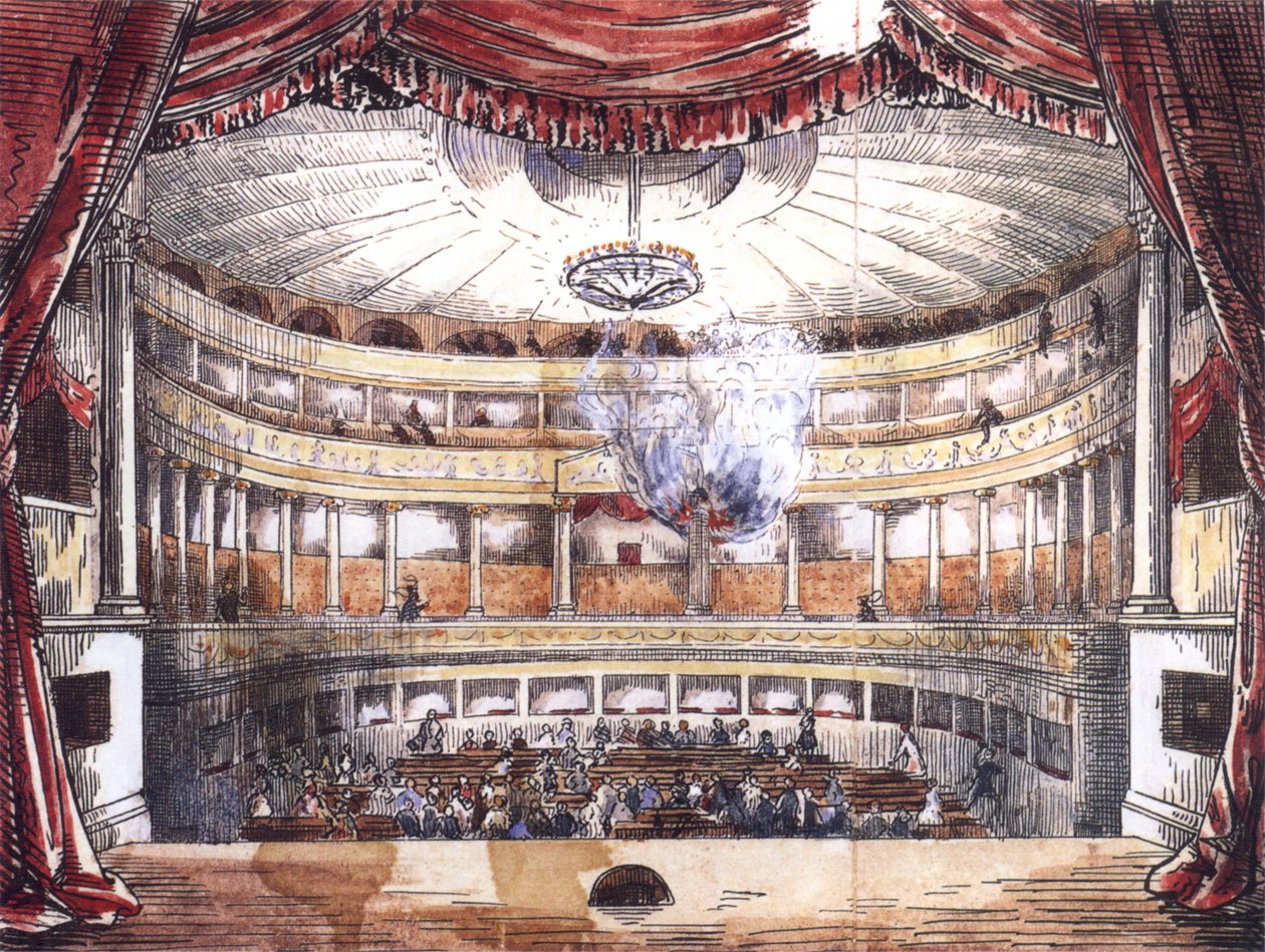 Požár v dvorním divadle v Karlsruhe 28. února 1847 od Unknown