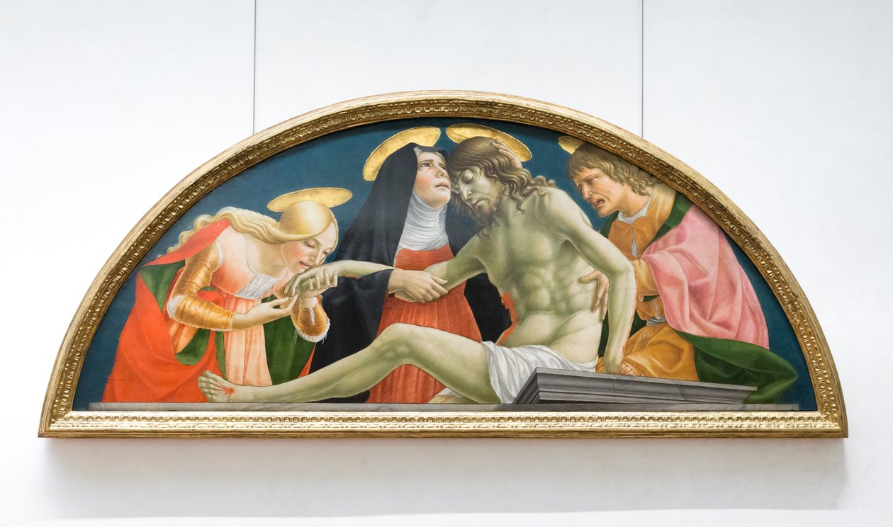 Svatá Marie Magdalena, Panna Marie a svatý Jan evangelista oplakávají mrtvého Krista od (1374 c.1420) Lorenzo da Sanseverino