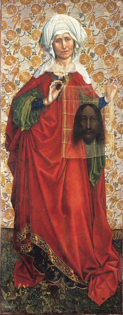 Saint Veronica, c.1428-30 (smíšená technika na dubovém dřevě) od (1375/8 1444) Master of Flemalle