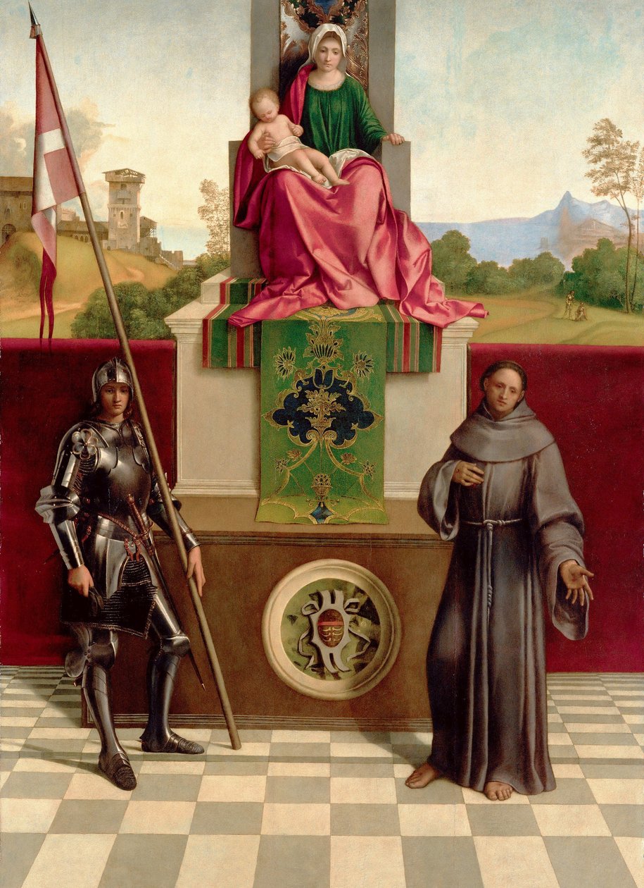 Madona a dítě mezi svatým Františkem a svatým Nicasiem (Castelfranco Madonna) kolem 1503-04 (olej na dřevě) od Giorgione