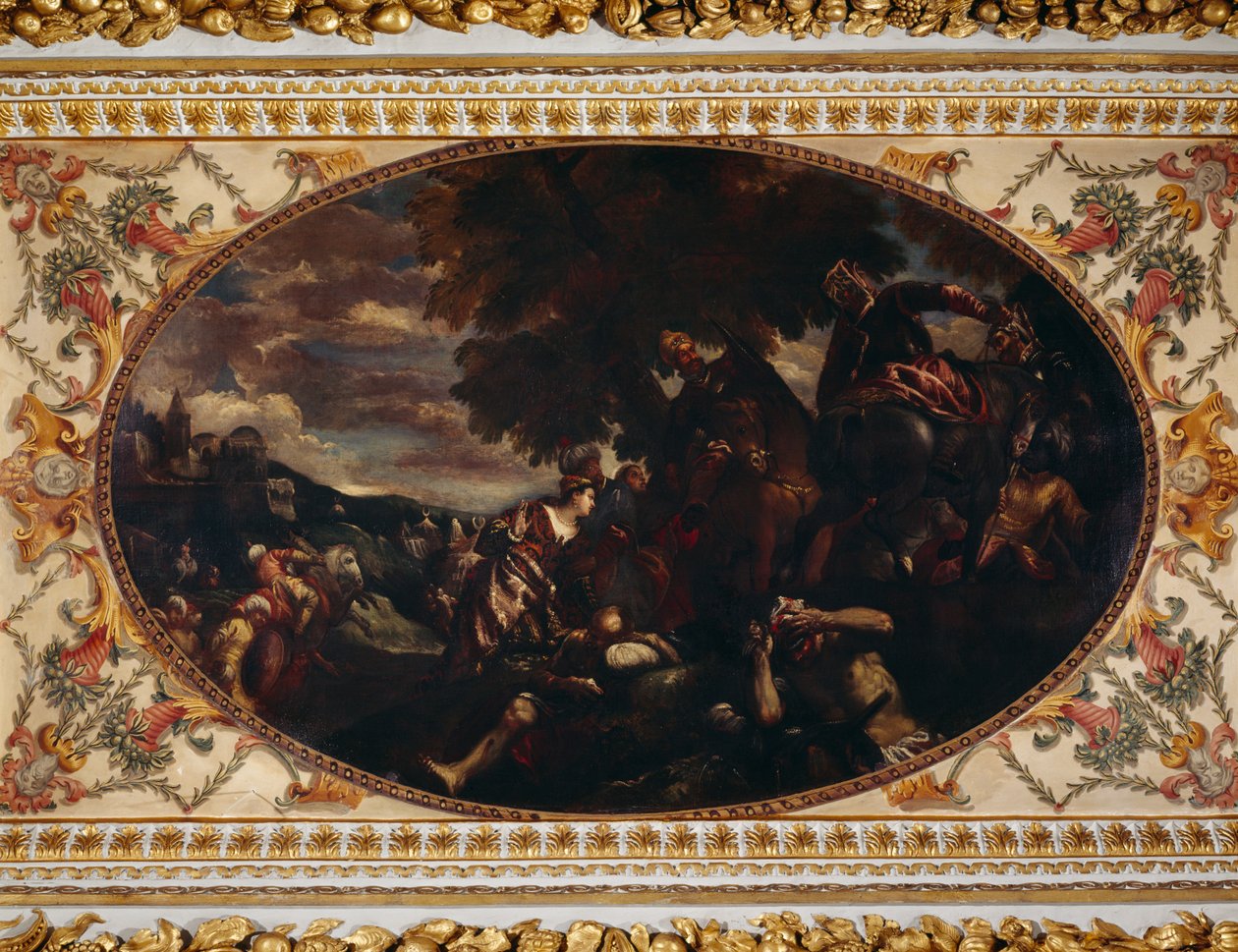 Obrana Scutariho, strop galerie, Chiswick House, Londýn (olej na plátně) od (1528 88) (after) Veronese