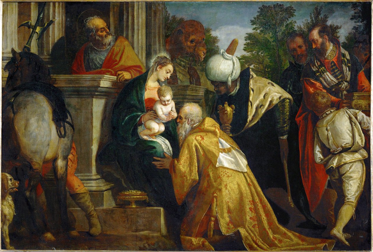 Klanění tří mudrců ... (malba na plátně) od (1528-88) Veronese