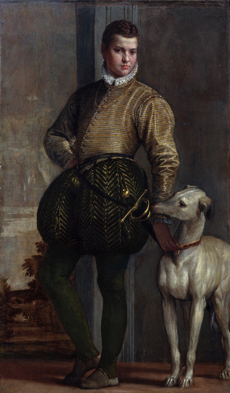 Chlapec s chrtem, cca 1570 (olej na plátně) od Veronese