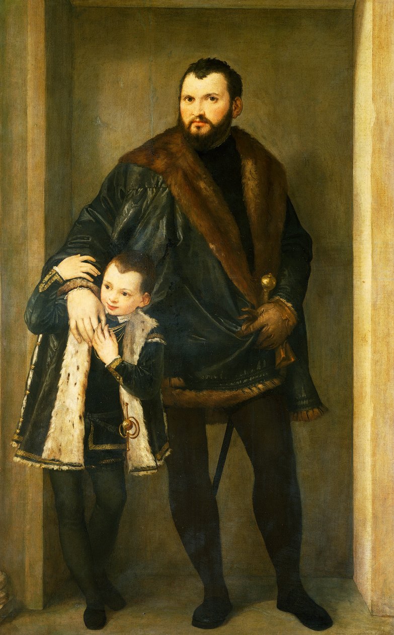Giuseppe Da Porto se svým synem Adrianem od Paola Caliariho známého jako Veronese (1528-1588), olej na plátně od (1528 88) Veronese