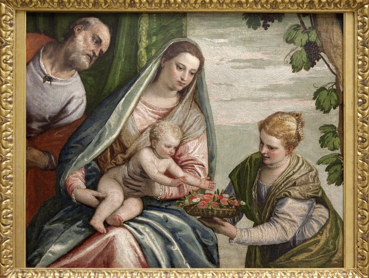 Svatá rodina se sv. Dorotou, Olejomalba na plátně od Paola Caliari dit Veronese (1528-1588). Fotografie, KIM Youngtae, Bordeaux, Musee des beaux arts de Bordeaux. od Veronese
