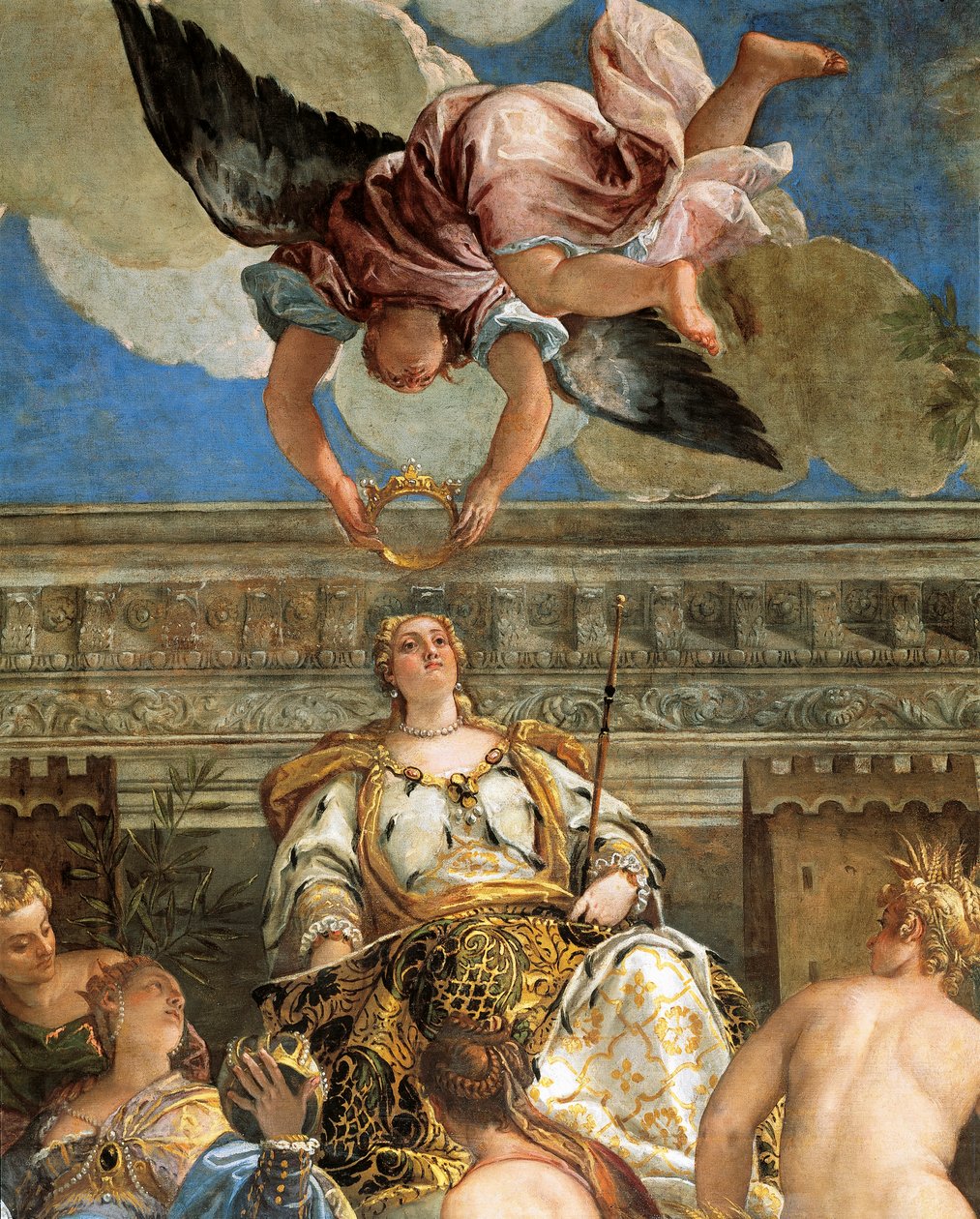 Apoteóza Benátek od Paola Veronese (1528-1588), freska, detail, Sala del Maggior Consiglio (síň Velké rady), Palazzo Ducale, Benátky od (1528 88) Veronese