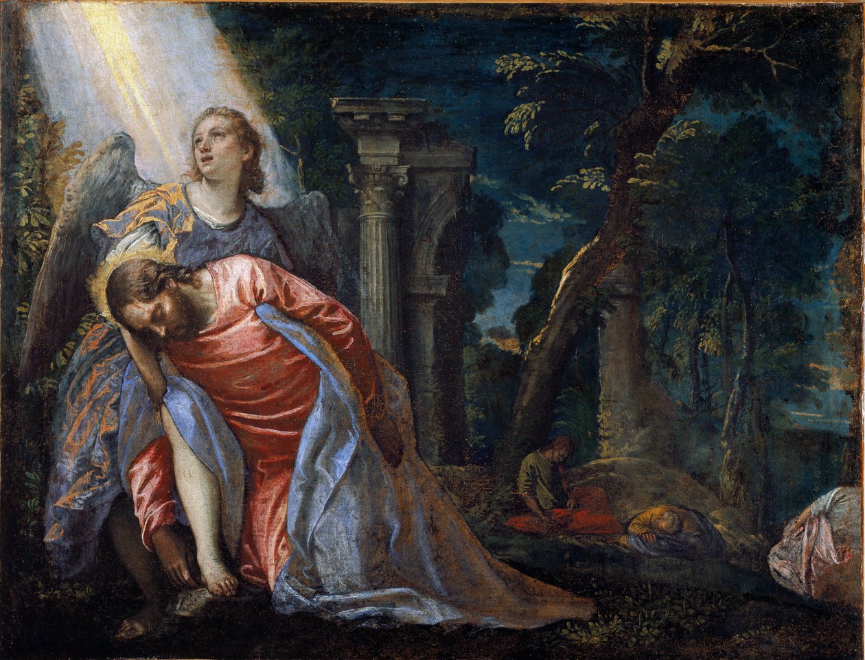 Kristus v zahradě podepřený andělem. Obraz od Paola Caliari dit Paolo Veronese (1528-1588), ca. od Veronese