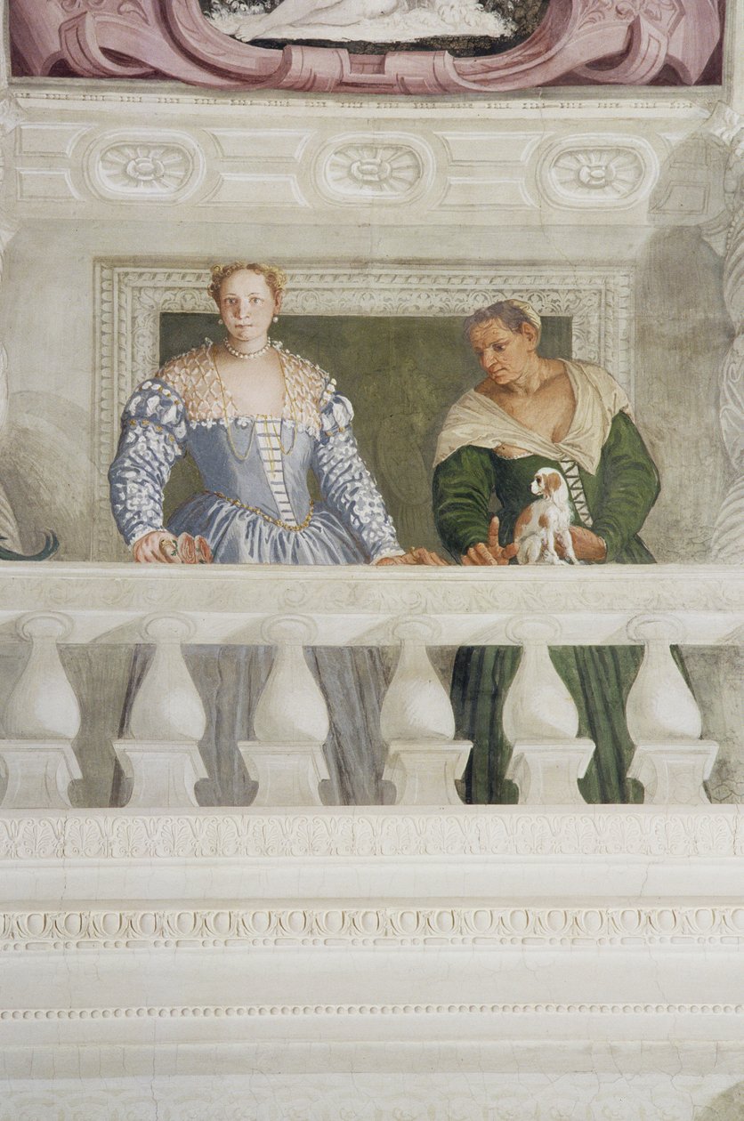Členové Barbaro Household, ze Sala di Olimpo, c.1561 (freska) (detail) od Veronese