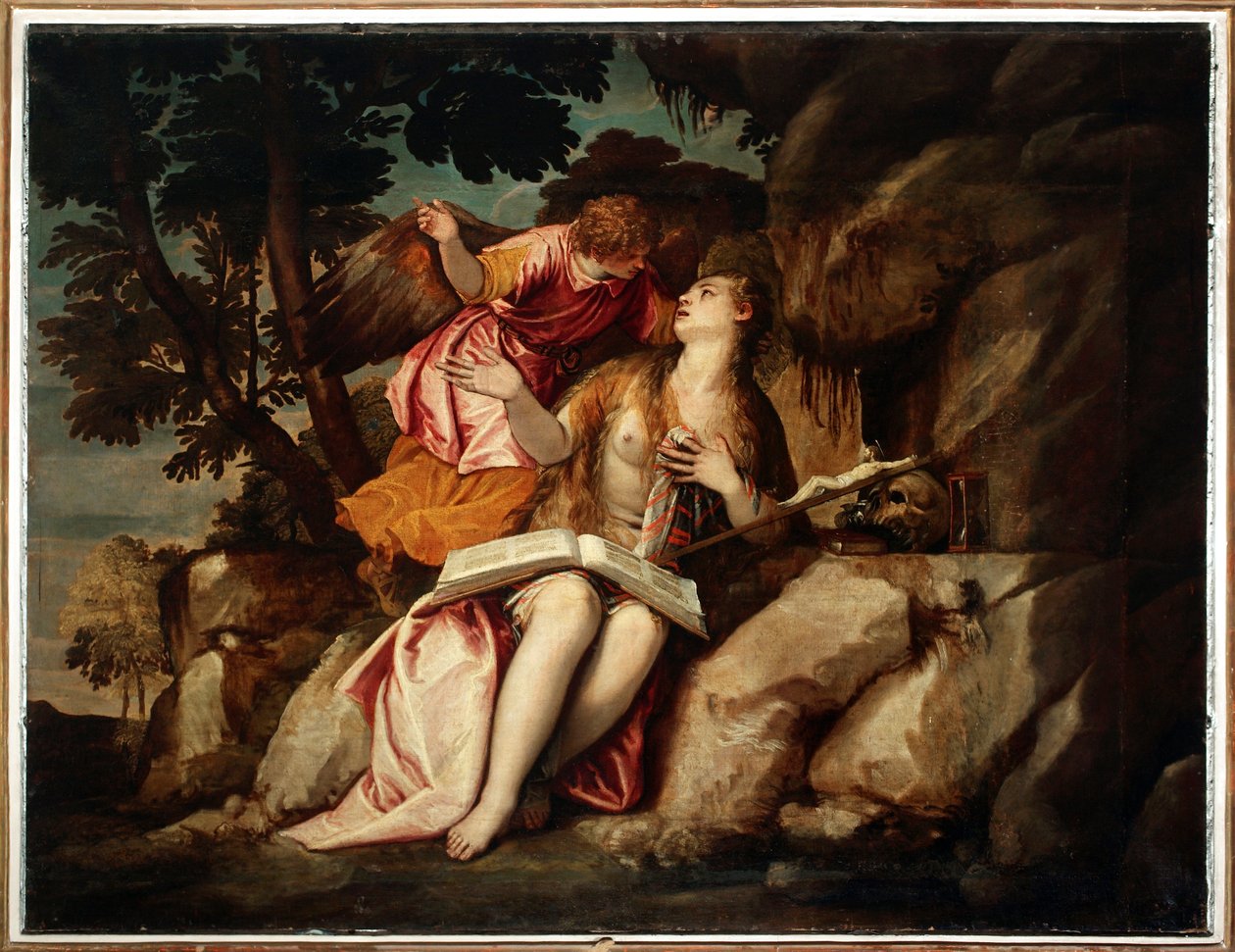 Znázornění Marie Magdalény s andělem (obraz od Veronese