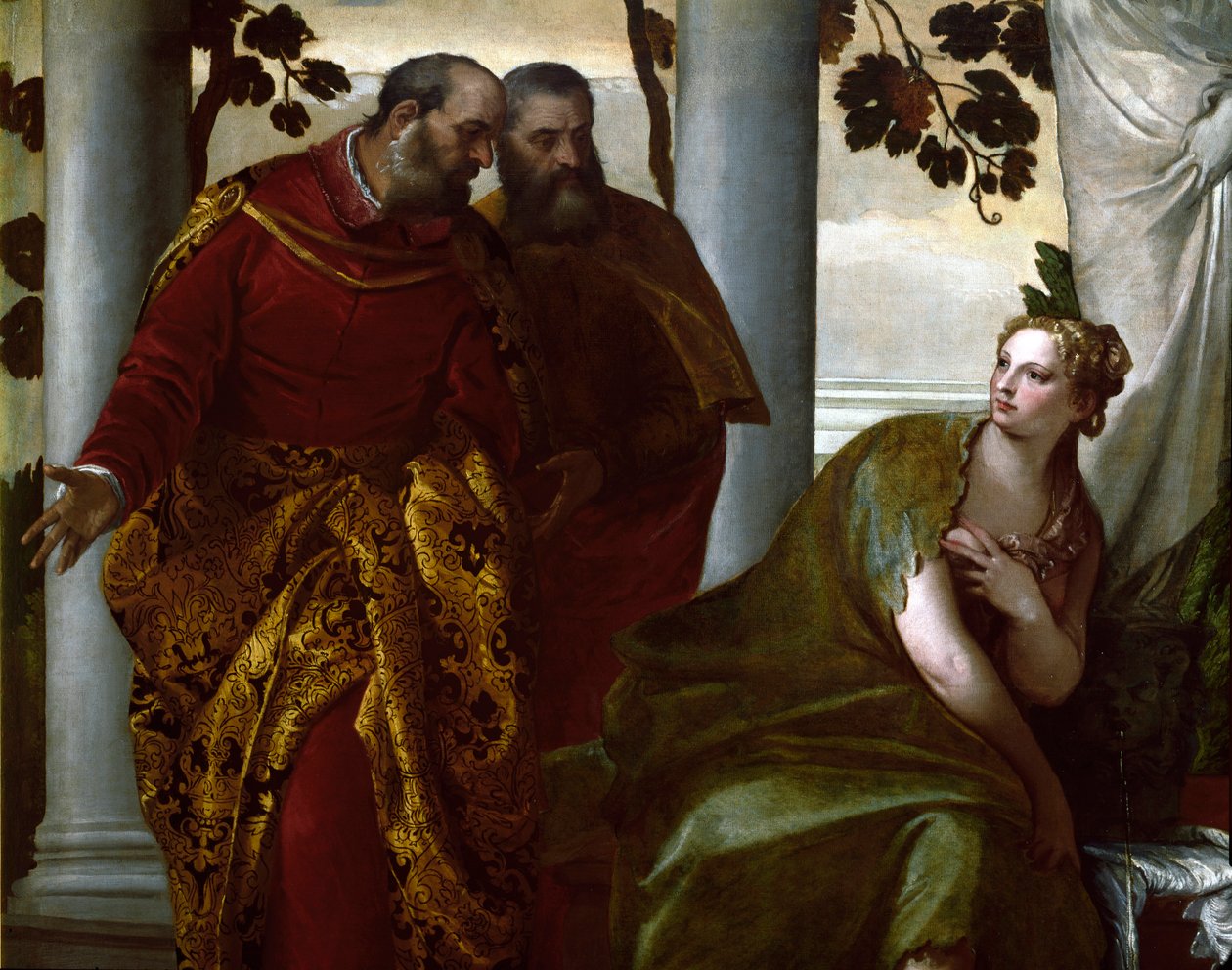 Suzanne a staří muži, detail. Obraz Paolo Caliari dit Paolo Veronese (1528-1588) od Veronese