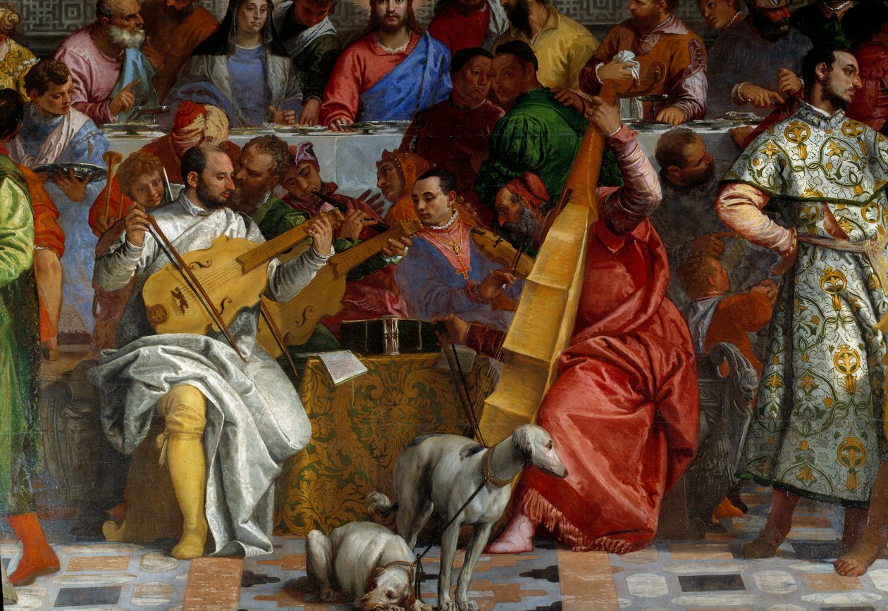 Svatba v Káně, detail: hudebníci. Freska od Paola Veronese (1528-1588) Ec. pá. od Veronese