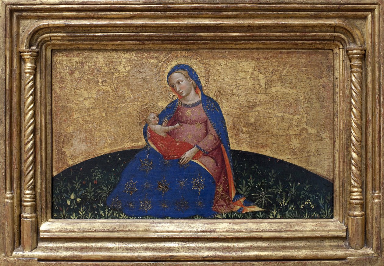 Madona pokory. Obraz Giovanni Da Bologna (aktivní 2. polovina 14. století) tempera na topolu, cca 1395. Italské umění od Giambologna