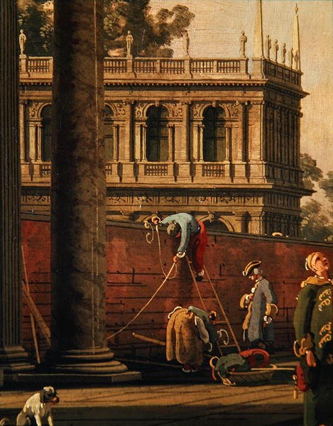 Capriccio muže šplhajícího po zdi (olej na plátně) od Canaletto