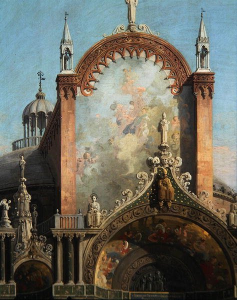 Detail Capriccio kostela (olej na plátně) od Canaletto
