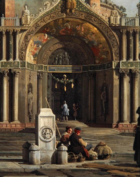 Detail Capriccio kostela (olej na plátně) od Canaletto