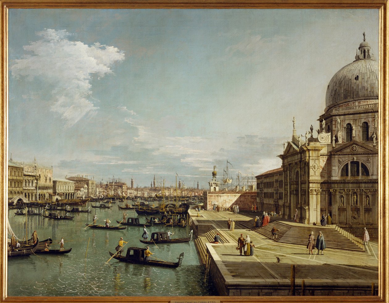Vstup na Canal Grande a kostel Maria Salute v Benátkách (malba na plátně) od (1697-1768) Canaletto