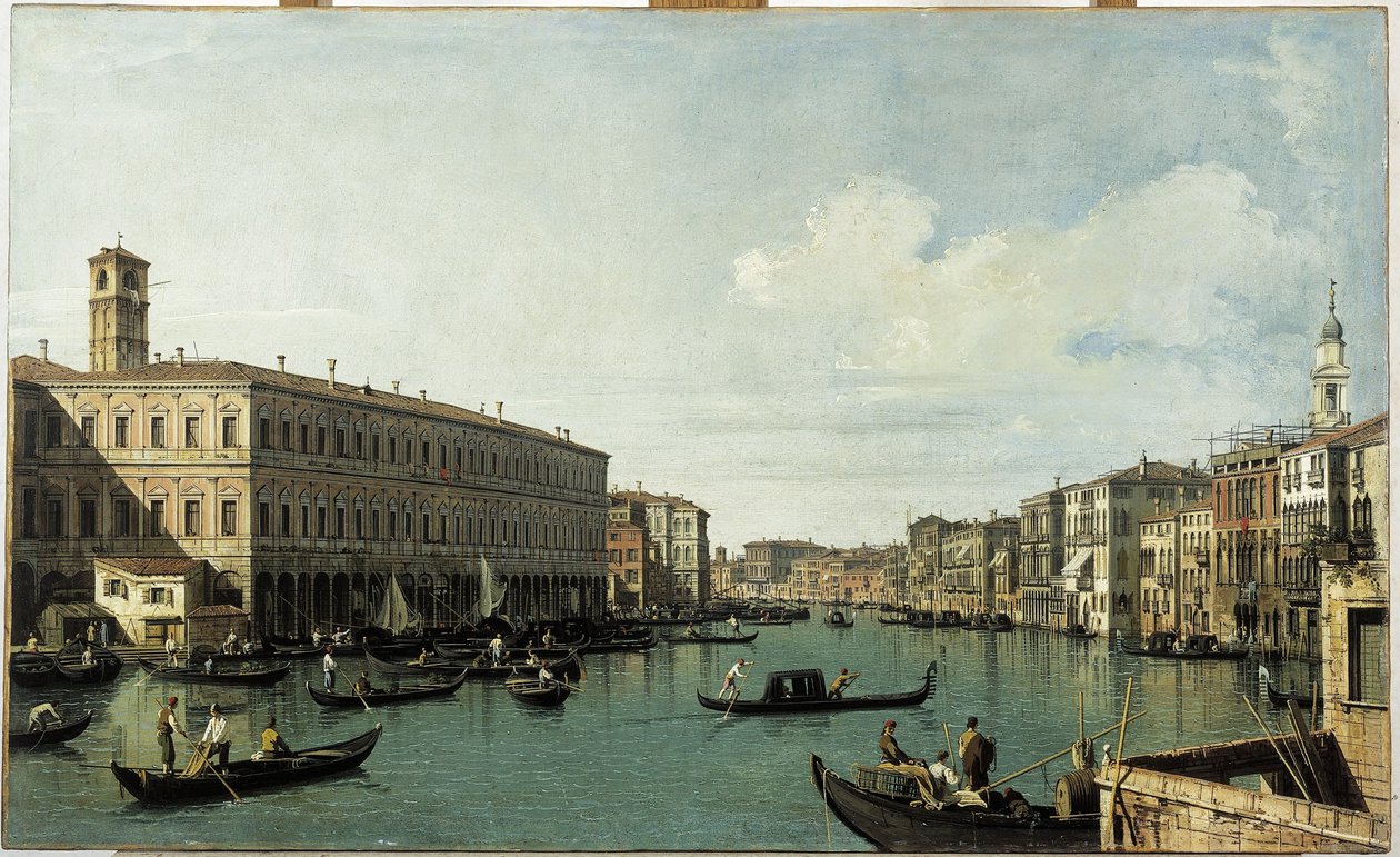 Velký kanál při pohledu z mostu Rialto, kolem roku 1725 (malba) od (1697 1768) Canaletto