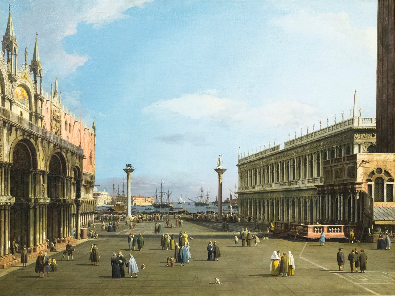 Venetsia, Piazzetta ja San Marcon kirjasto od (1697 1768) Canaletto