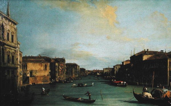 Pohled na Canal Grande z mostu Rialto od Canaletto