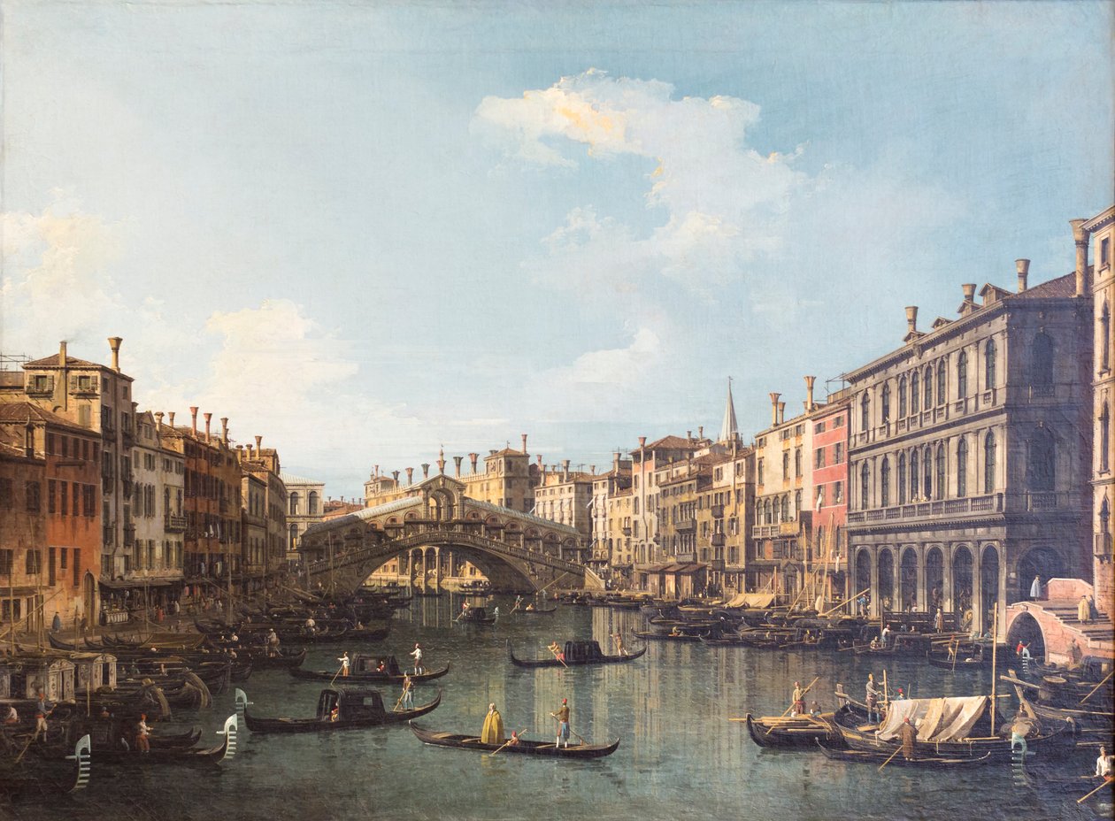 Pohled na Benátky s mostem Rialto od (1697 1768) Canaletto