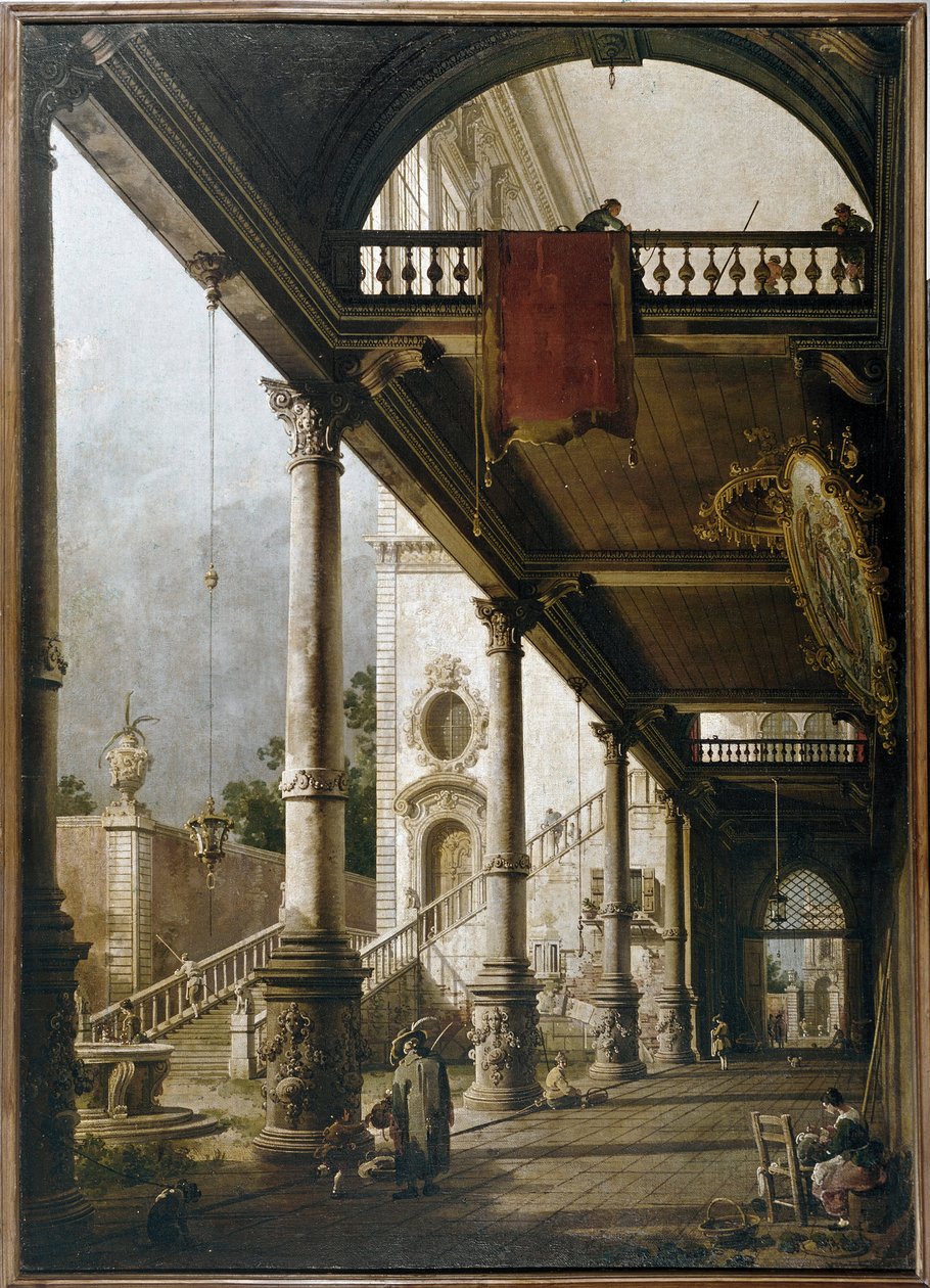Capriccio s kolonádou a nádvořím (olej na plátně od Canaletto