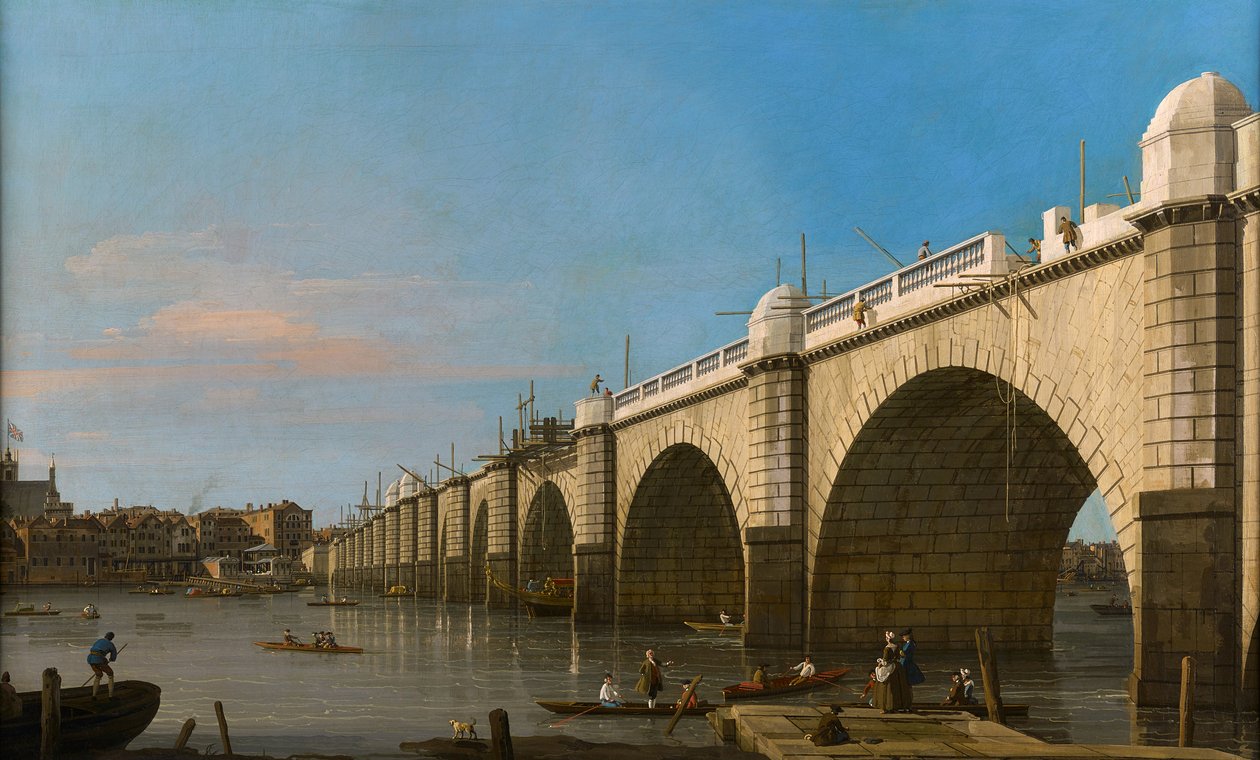 Londýn, Westminsterský most ve výstavbě, při pohledu z jihovýchodu od Canaletto