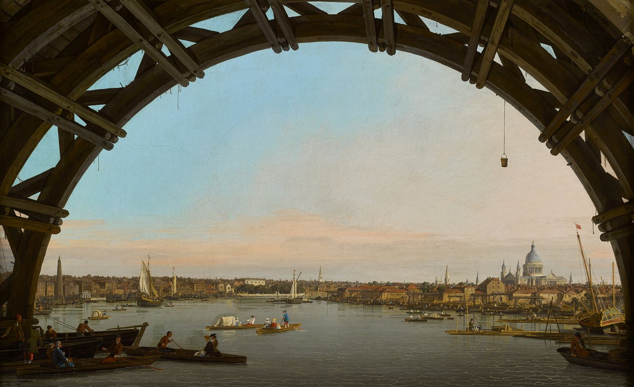 Londýn, pohled na město zpod Westminsterského mostu od Canaletto