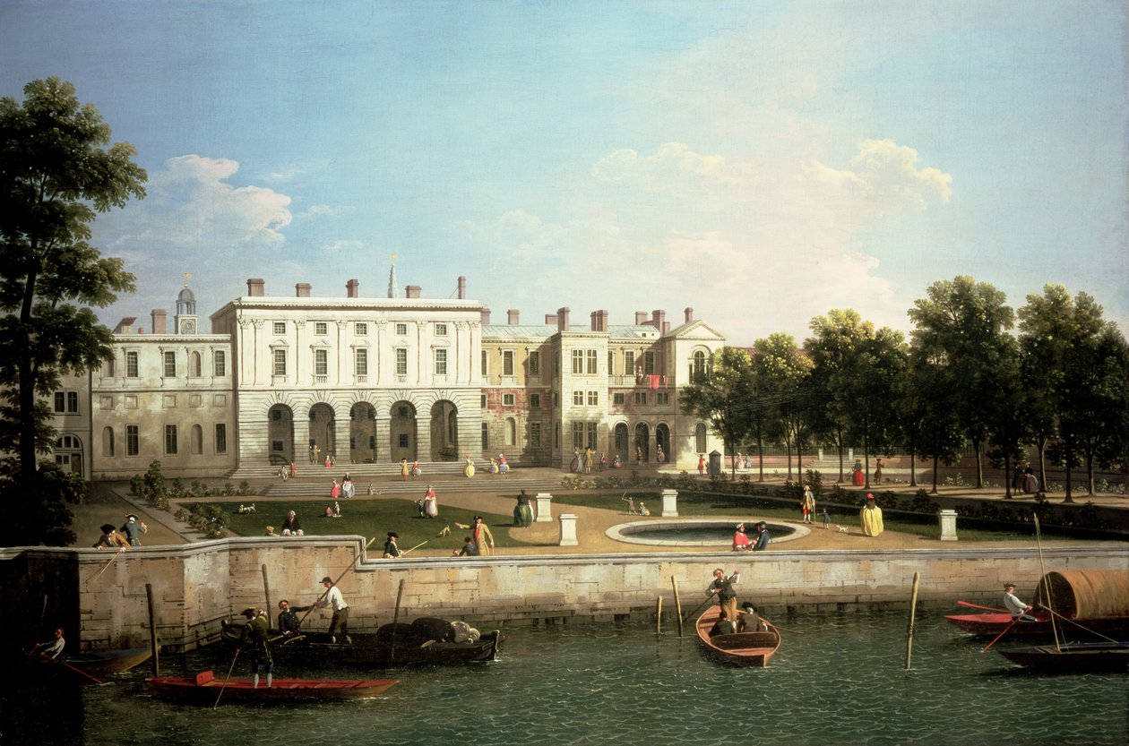 Old Somerset House od řeky Temže, Londýn (olej na plátně) od Canaletto