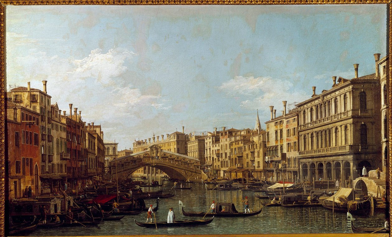 Velký kanál a most Rialto Benátský obraz od Antonia Canal dit Il Canaletto (1697-1768) Paříž 18. století, Musee Jacquemart Andre od Canaletto