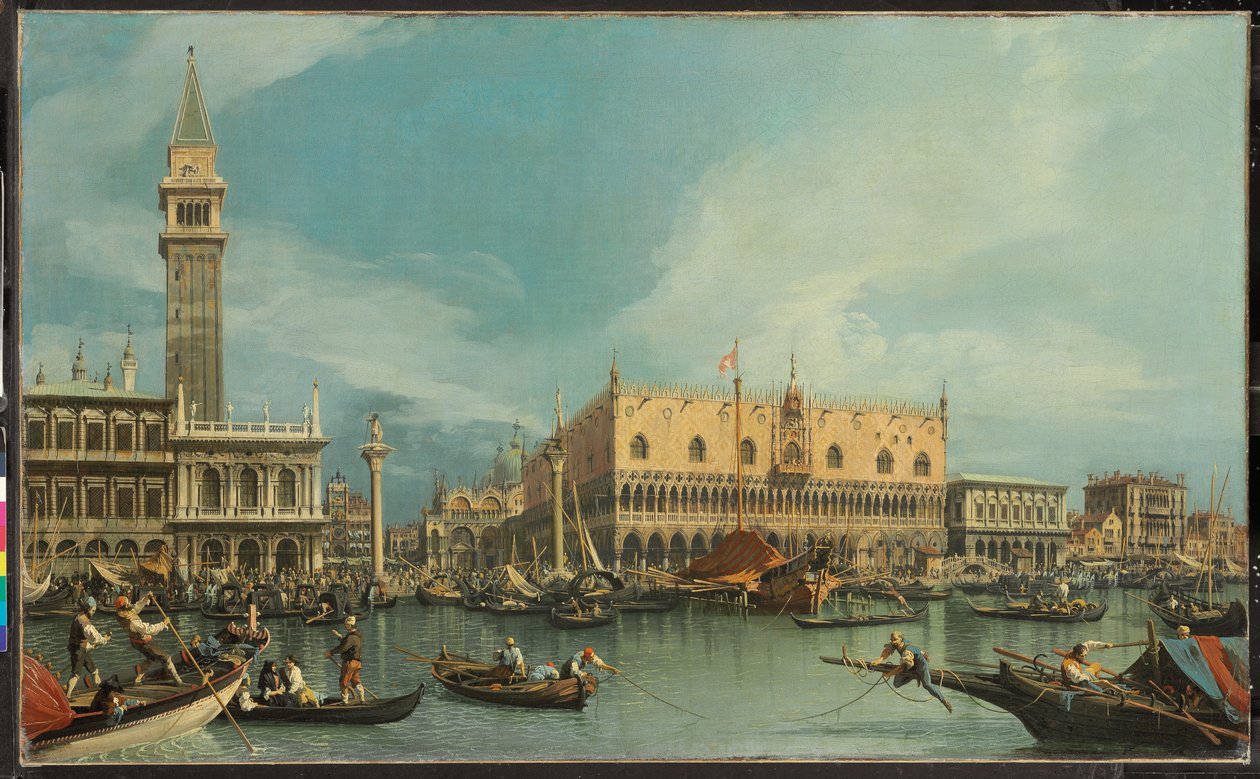 Molo, Benátky, z Bacino di San Marco (olej na plátně) od Canaletto
