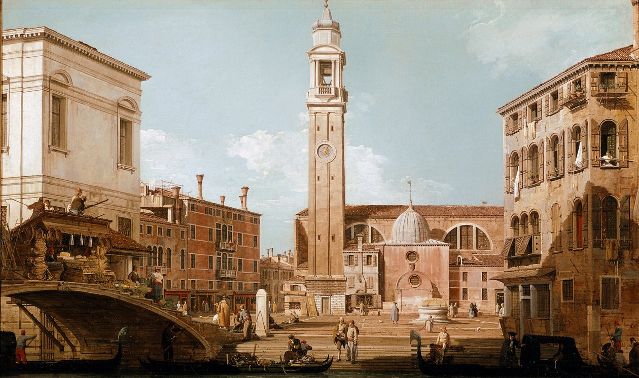 Pohled na campo dei santi apostoli v Benátkách (olej na plátně od Canaletto