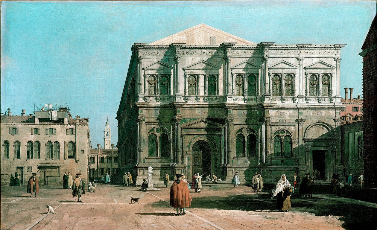 Pohled na školu San Rocco (Saint Roch) v Benátkách Obraz Giovanni Antonio Canal známý jako Canaletto (1697-1768) 1730-1731 Sun. 47x80 cm Anglie, Woburn Abbey od Canaletto